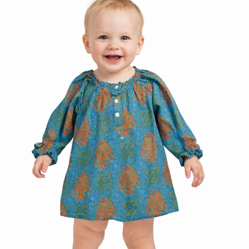 Fragonard Indie Print Infant Child Tunic Dress 18 / 24 Months Designer